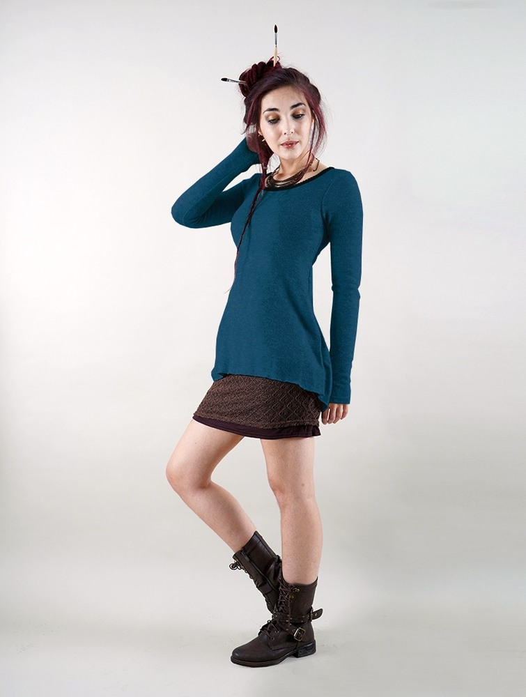 Teal blue Toonzshop Bohemian Tunic Pullover Women Pullover | 85701TFHJ