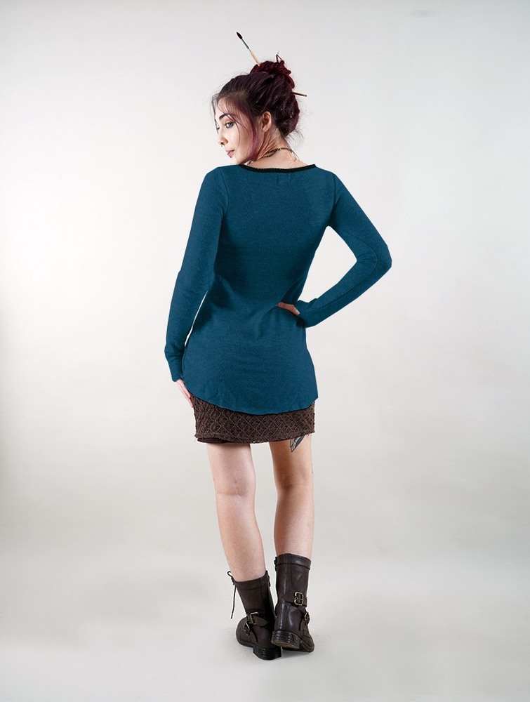 Teal blue Toonzshop Bohemian Tunic Pullover Women Pullover | 85701TFHJ