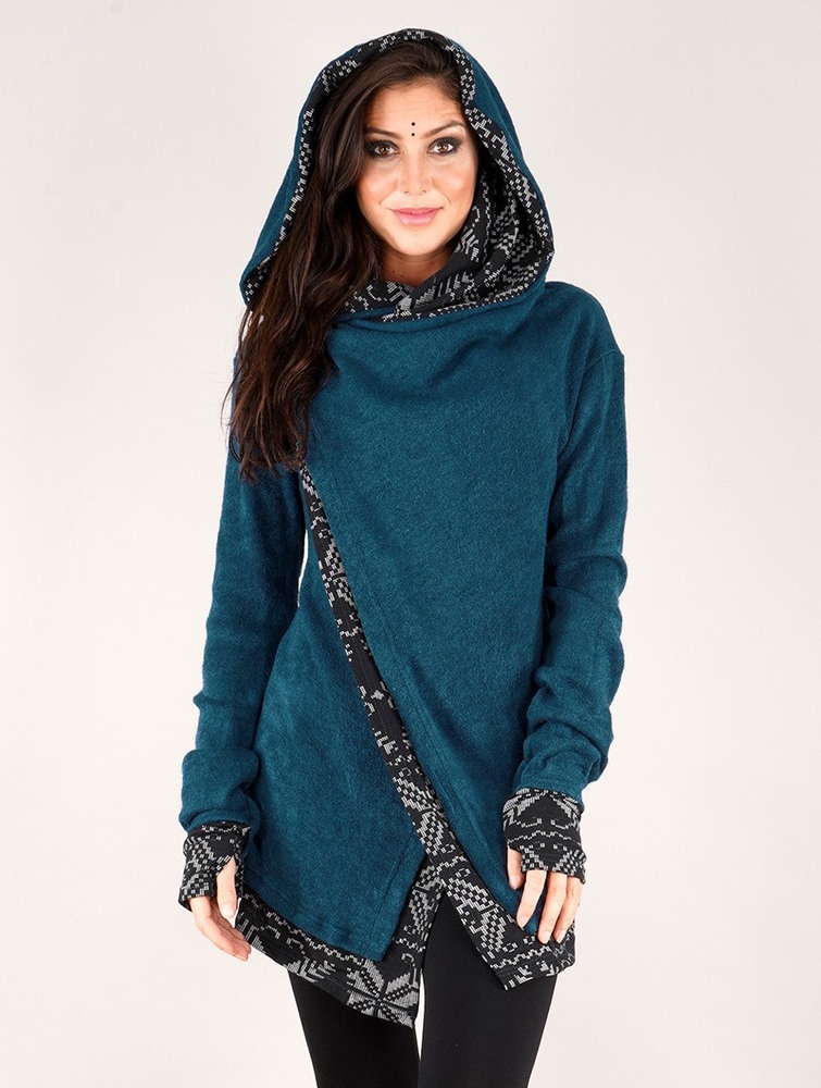 Teal blue Toonzshop Namkha Heimaey Cardigan Women Cardigan | 56820CNVU