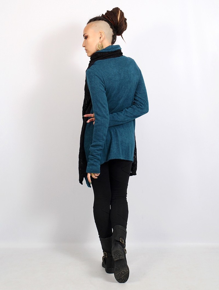 Teal blue Toonzshop Namkha Tisya Crochet Cardigan Women Cardigan | 81267VQID