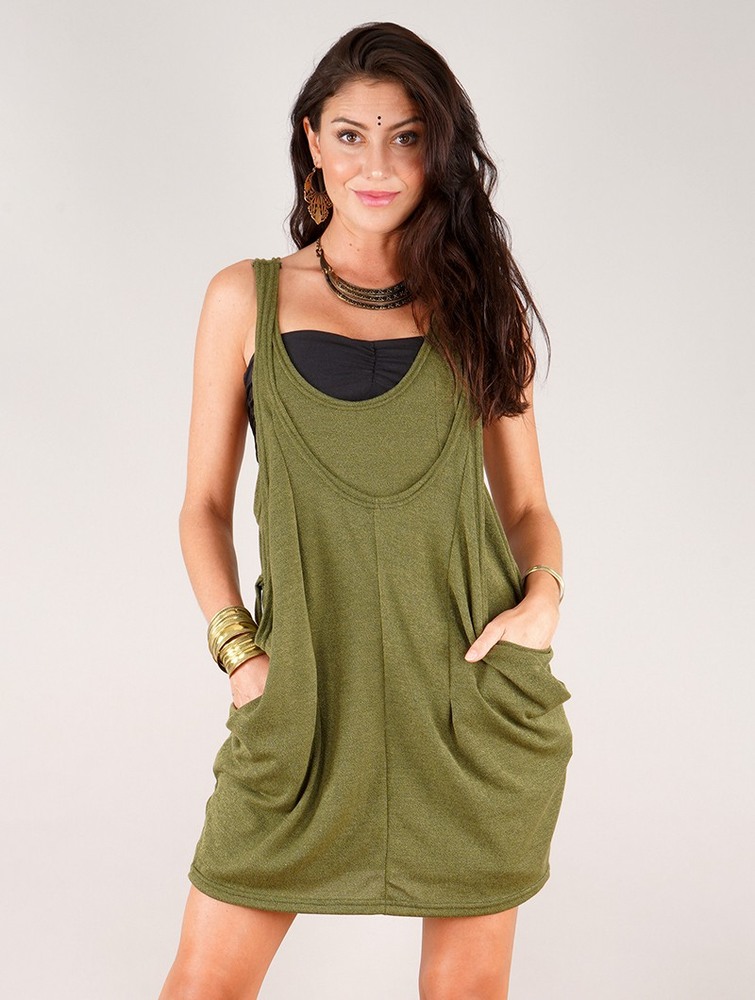 Vert kaki Toonzshop Palani Sleeveless Tunic Women Tops | 34275CKWR