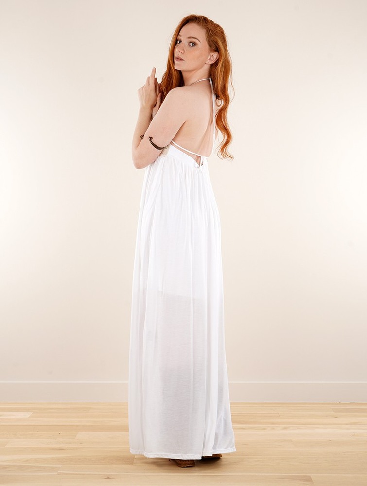 White Toonzshop Nolofinwe Strappy Bare Back Long Dress And Harem Pant Overalls Women Dress | 67394TEWS