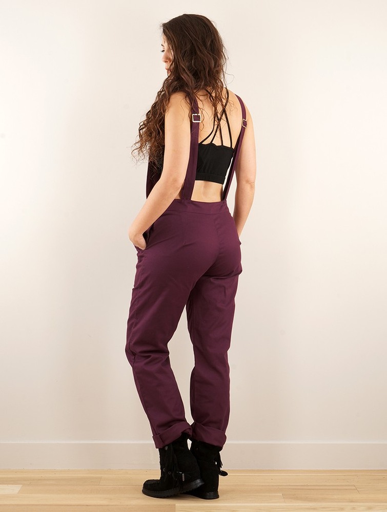 Wine Toonzshop Anardil Strappy Bar Back Jumpsuit With Crochet Women Jumpsuit | 24613ZUNX