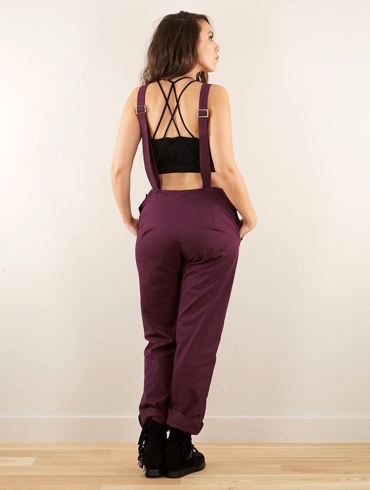 Wine Toonzshop Anardil Strappy Bar Back Jumpsuit With Crochet Women Jumpsuit | 24613ZUNX