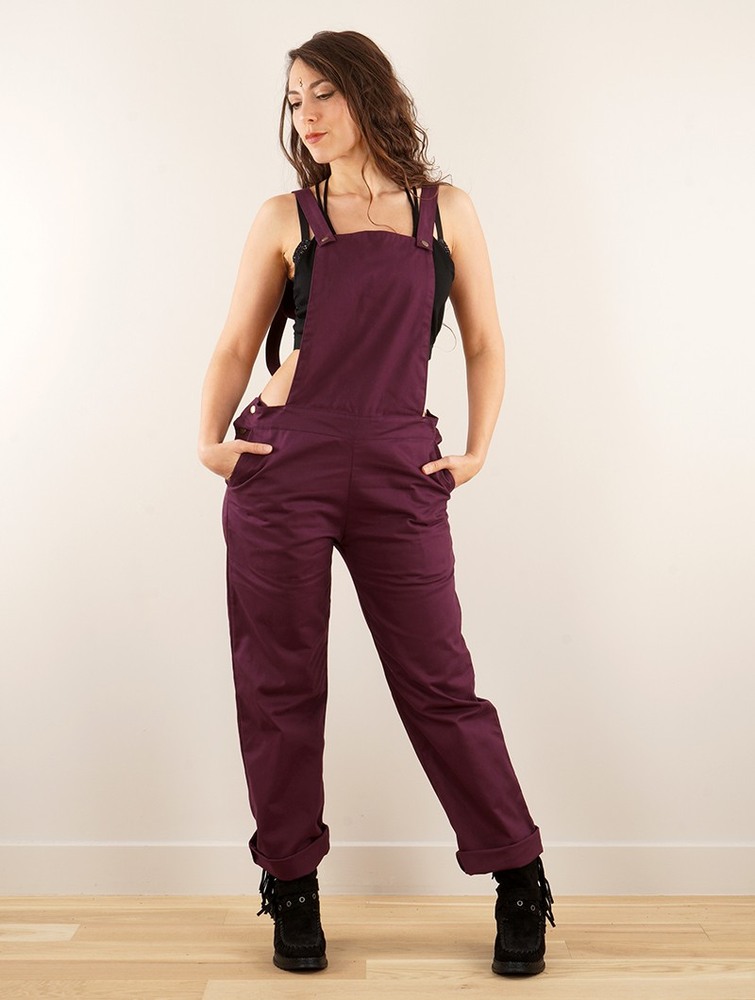 Wine Toonzshop Anardil Strappy Bar Back Jumpsuit With Crochet Women Jumpsuit | 24613ZUNX