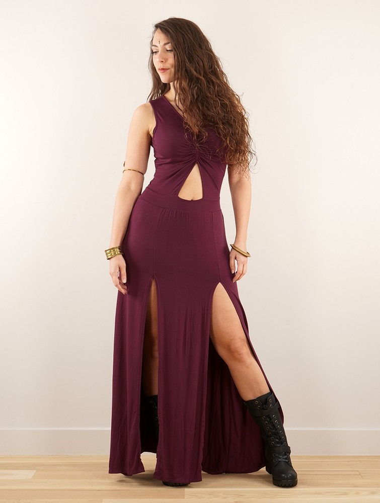 Wine Toonzshop Andreas Long Split Strappy Dress Women Dress | 31928TVPN