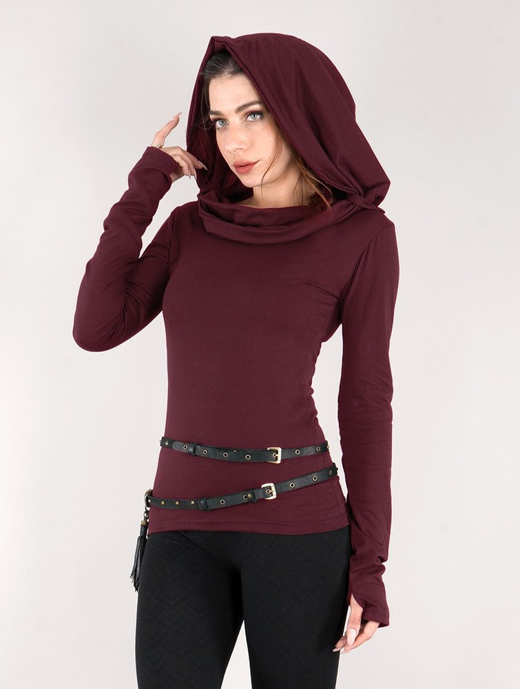 Wine Toonzshop Chryzz Long Sleeve Top Women Tops | 96835QRDN