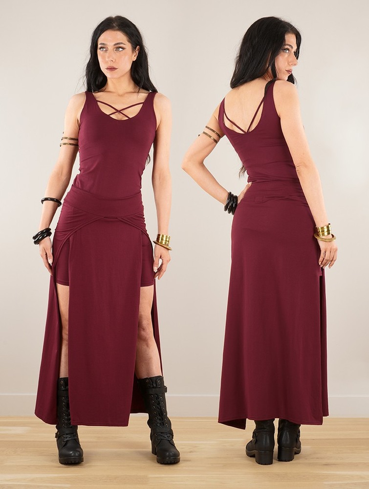 Wine Toonzshop Creature Split Long Skirt Women Skirt | 75432NCKO