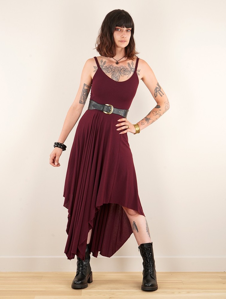 Wine Toonzshop Gypse Asymmetric Flared Long Dress Women Dress | 21485DHAC