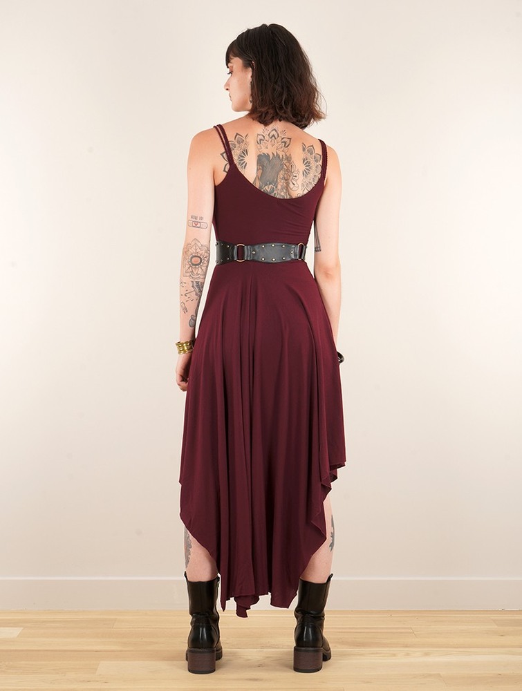 Wine Toonzshop Gypse Asymmetric Flared Long Dress Women Dress | 21485DHAC