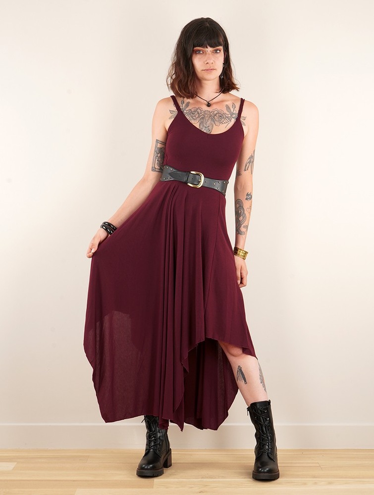 Wine Toonzshop Gypse Asymmetric Flared Long Dress Women Dress | 21485DHAC