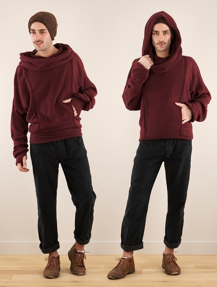 Wine Toonzshop Helixx Retractable Hooded Long Sweater Women Sweater | 67359HSZG