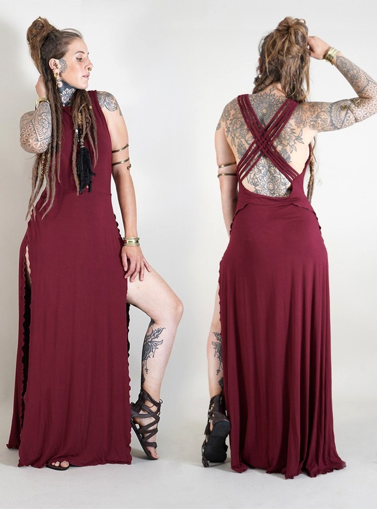 Wine Toonzshop Ikshana Long Dress Women Dress | 35260MVHI