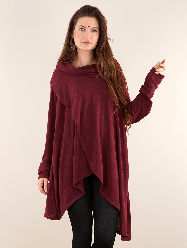 Wine Toonzshop Inika Poncho Pullover Women Pullover | 61873QWMS