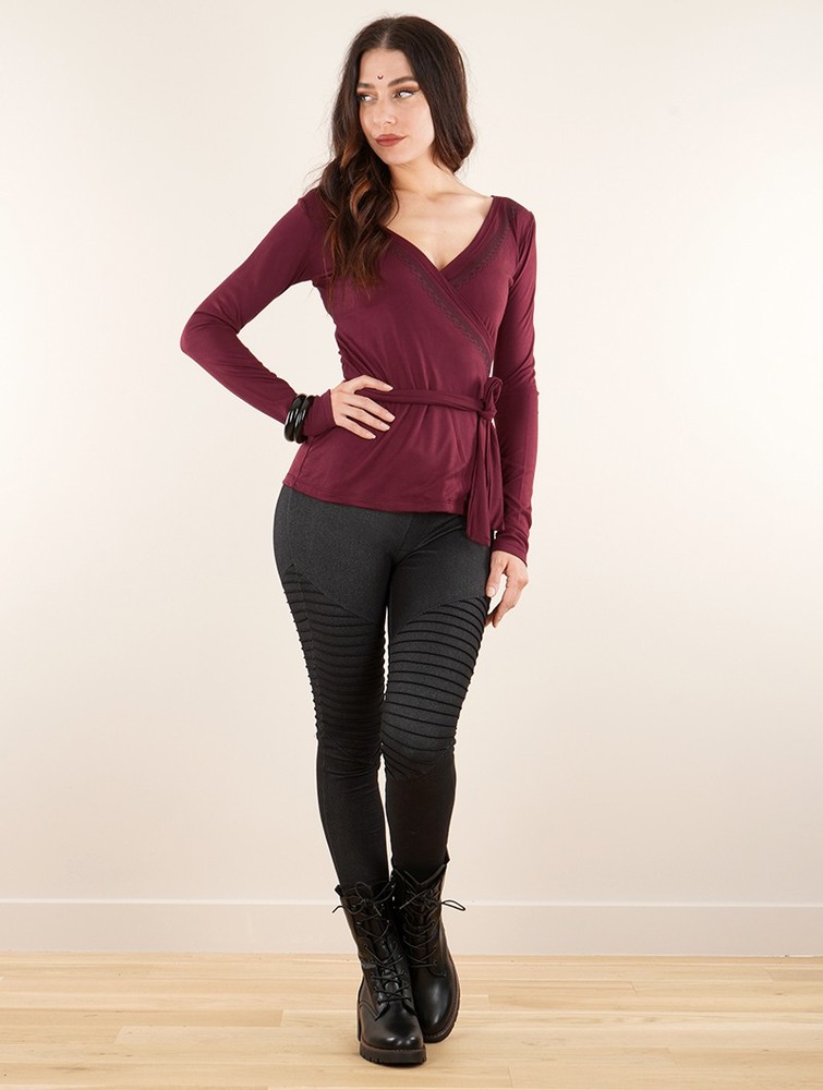 Wine Toonzshop Irwaen Indie Long Sleeve Top Women Tops | 51297QAPU