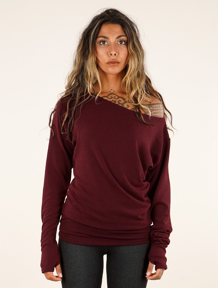 Wine Toonzshop Kayäaz Batwing Sleeve Sweater Women Sweater | 69752TOPU