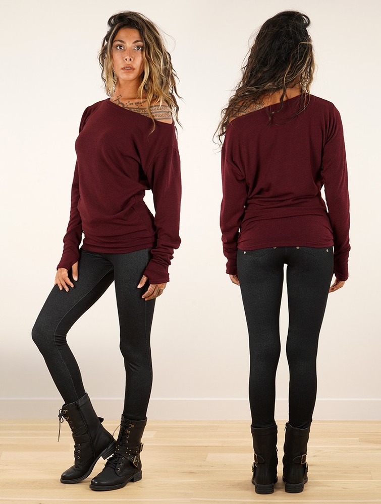 Wine Toonzshop Kayäaz Batwing Sleeve Sweater Women Sweater | 69752TOPU