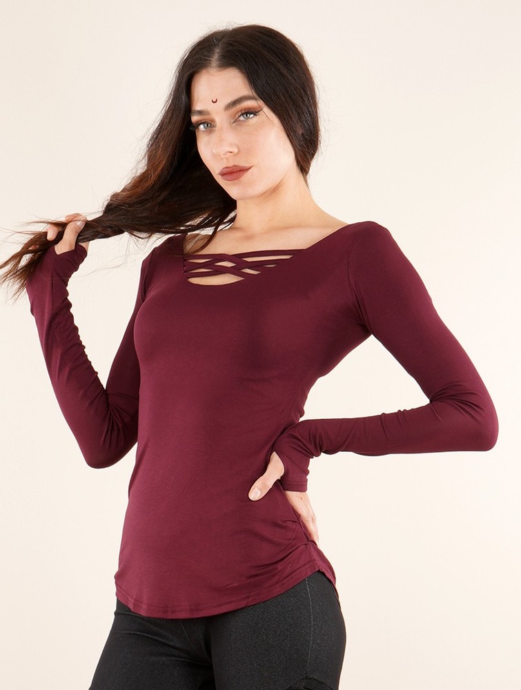 Wine Toonzshop Layläa Long Sleeve Reversible Top Women Tops | 74803YLBN