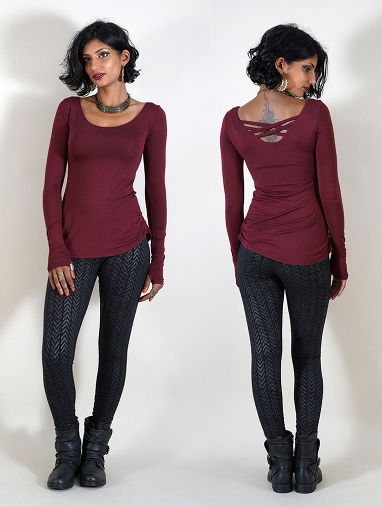 Wine Toonzshop Layläa Long Sleeve Reversible Top Women Tops | 74803YLBN