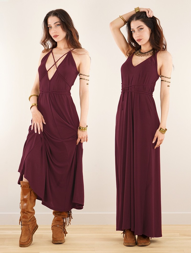 Wine Toonzshop Lazüli Loose And Reversible Strappy Long Dress Women Dress | 10642AJCE