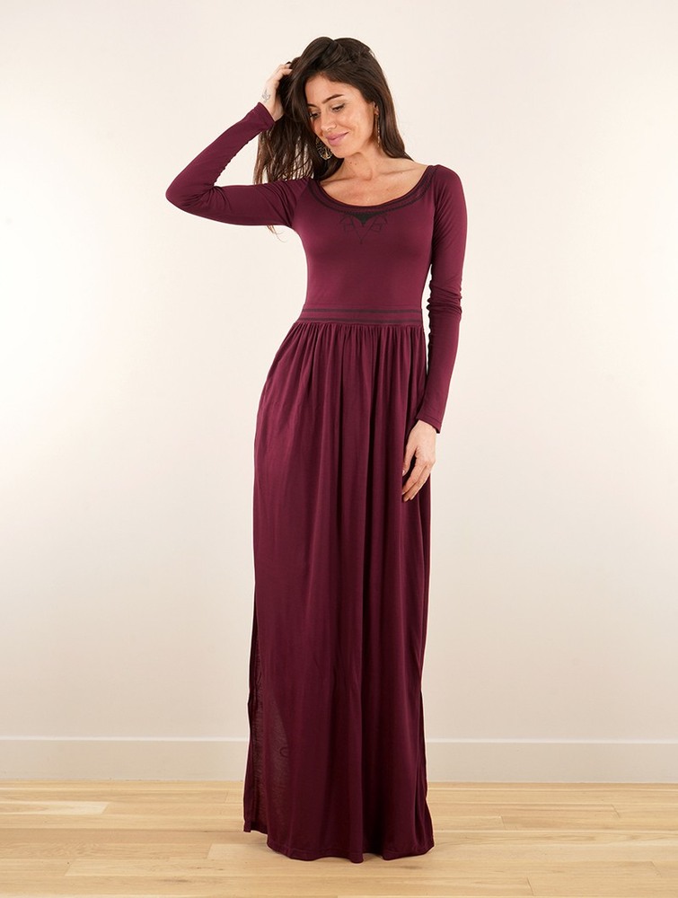 Wine Toonzshop Lotus Artanis Long Sleeve Long Dress Dress Women Dress | 90175UTOF