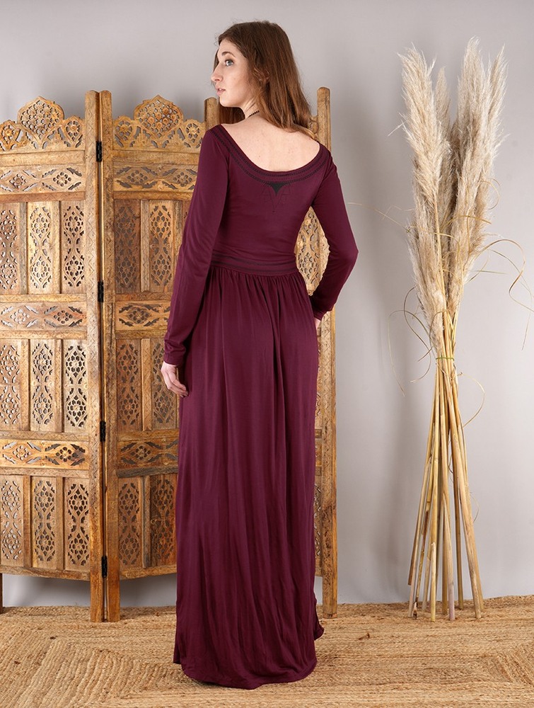 Wine Toonzshop Lotus Artanis Long Sleeve Long Dress Dress Women Dress | 90175UTOF