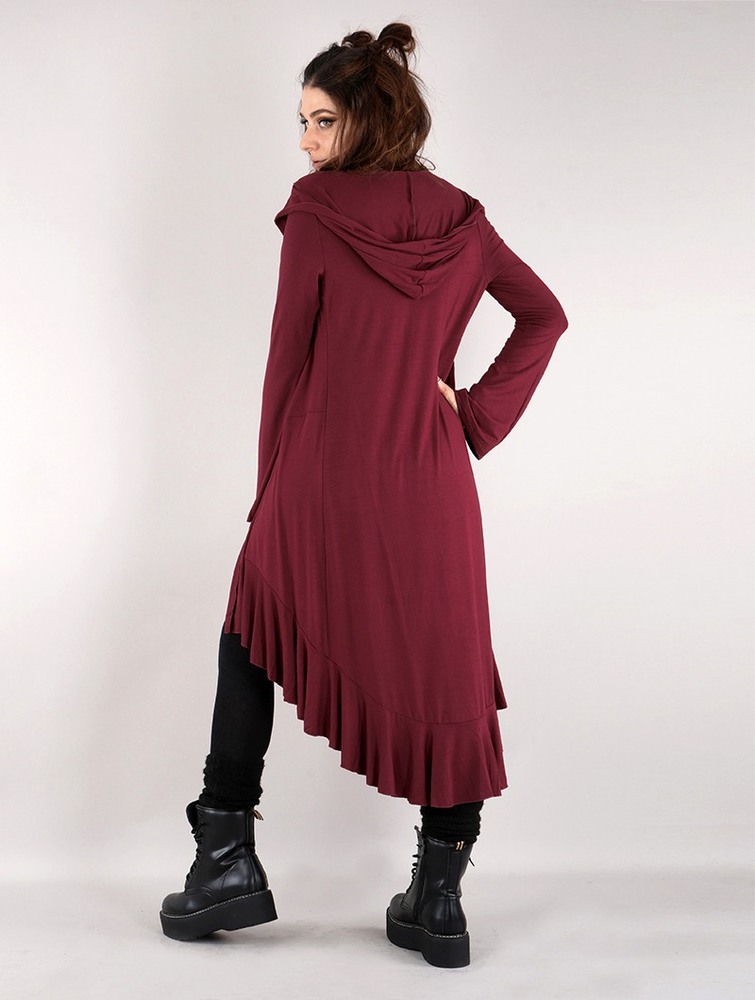 Wine Toonzshop Lupinus Hooded Long Cardigan Women Cardigan | 26947PNIM