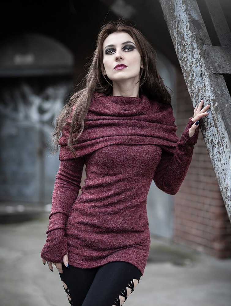 Wine Toonzshop Mantra Big Collar Sweater Women Sweater | 70145MHYQ