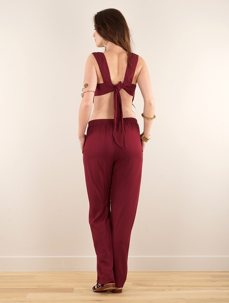 Wine Toonzshop Minyar Bare Back Strappy Jumpsuit Women Jumpsuit | 82409QVOS