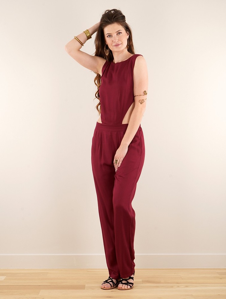 Wine Toonzshop Minyar Bare Back Strappy Jumpsuit Women Jumpsuit | 82409QVOS