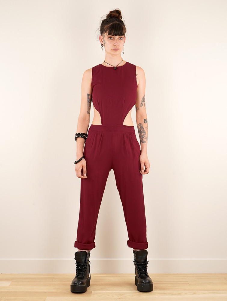 Wine Toonzshop Minyar Bare Back Strappy Jumpsuit Women Jumpsuit | 82409QVOS