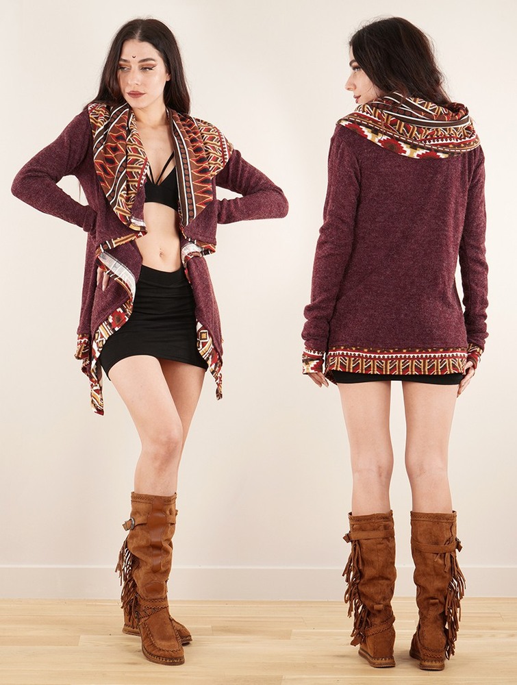 Wine Toonzshop Namkha Lima Cardigan Women Cardigan | 62107CLYB