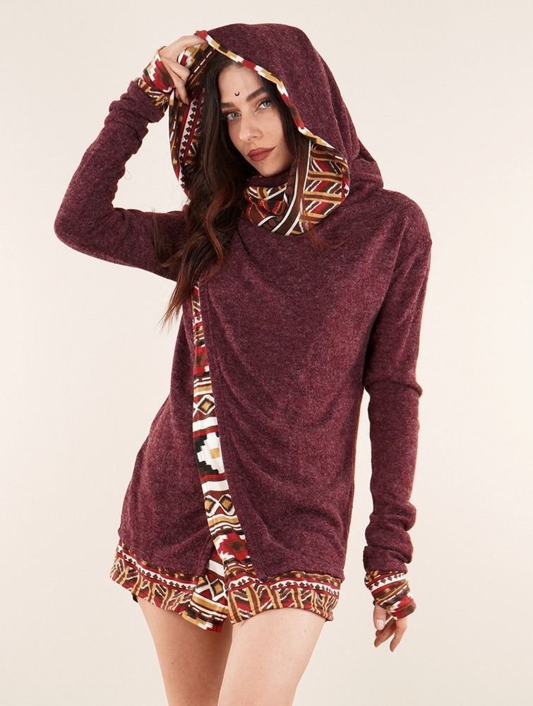 Wine Toonzshop Namkha Lima Cardigan Women Cardigan | 62107CLYB