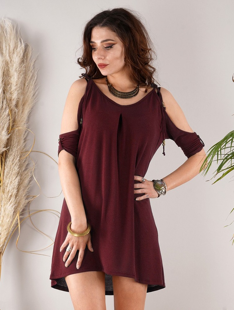 Wine Toonzshop Narasimhäa Bare Shoulders Dress Women Dress | 42710HVPL