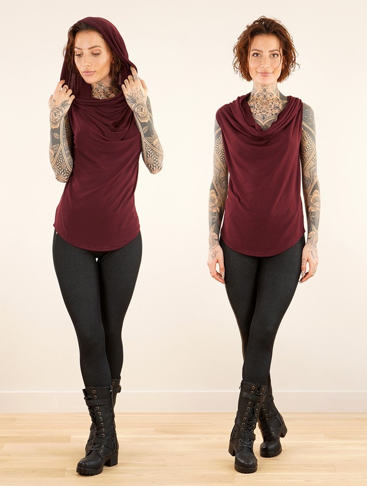 Wine Toonzshop Nephilim Cowl Neck Sleeveless Top Women Tops | 53681YTBF