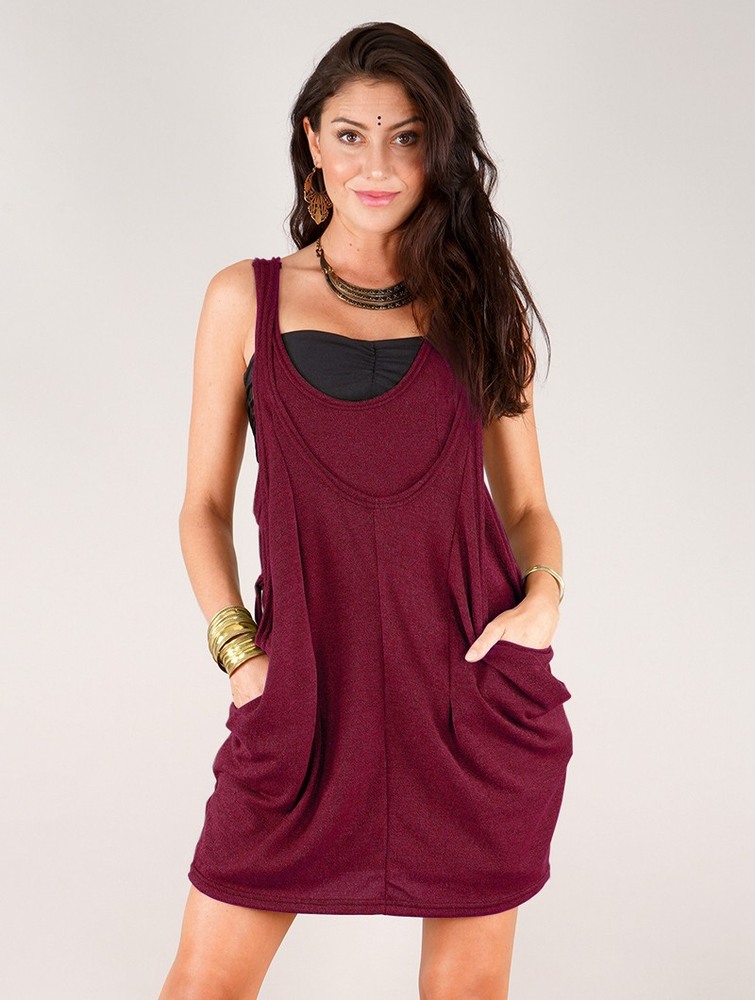 Wine Toonzshop Palani Sleeveless Tunic Women Tops | 92810GMPZ