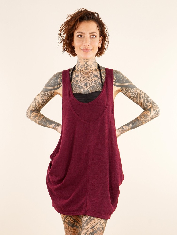 Wine Toonzshop Palani Sleeveless Tunic Women Tops | 92810GMPZ