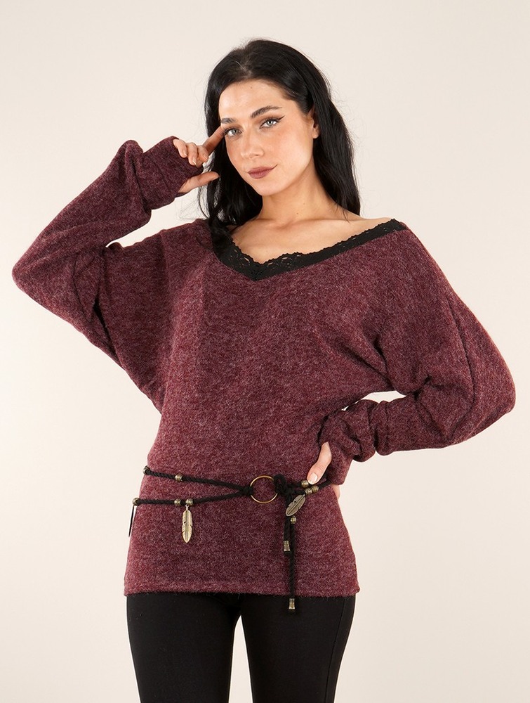 Wine Toonzshop Physälis 2in1 Roll-up Sweater Women Sweater | 58716CDJZ