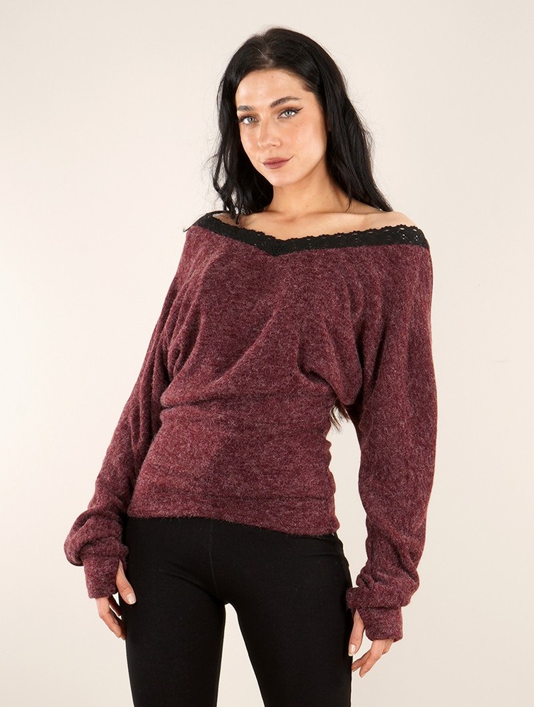 Wine Toonzshop Physälis 2in1 Roll-up Sweater Women Sweater | 58716CDJZ