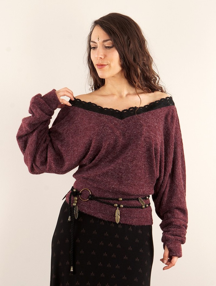 Wine Toonzshop Physälis 2in1 Roll-up Sweater Women Sweater | 58716CDJZ