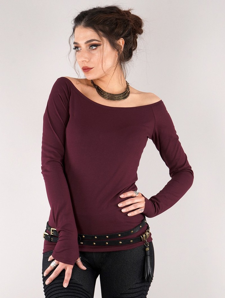 Wine Toonzshop Saädiya Long Sleeve Top Women Tops | 32784XBJW