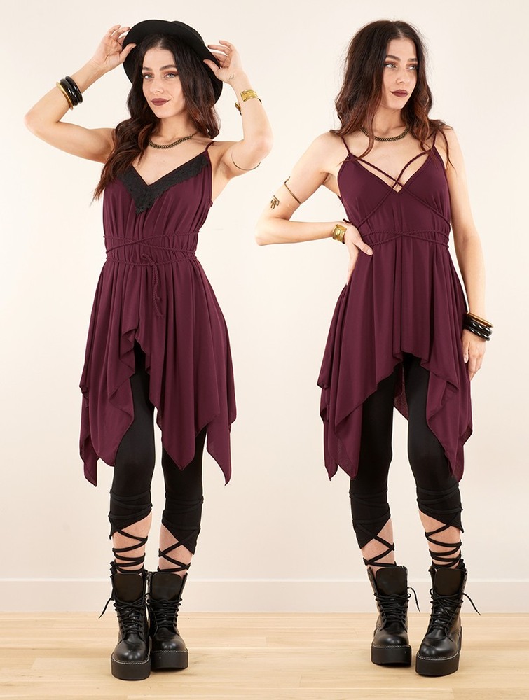 Wine Toonzshop Topäaz Loose And Reversible Strappy Tunic Women Tops | 39401CSVY