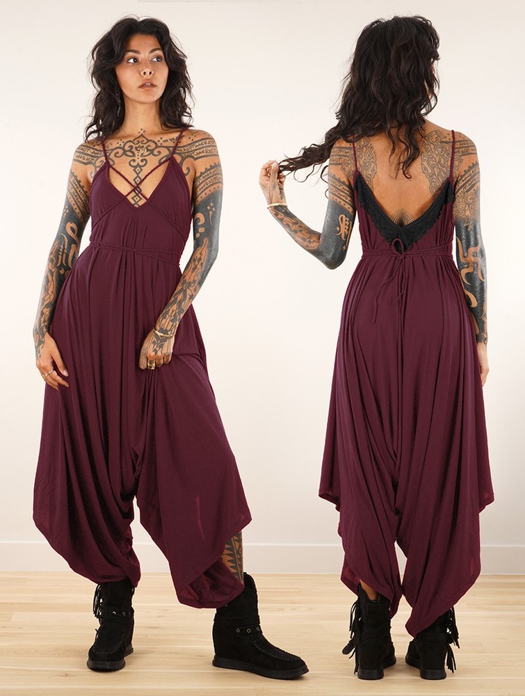 Wine Toonzshop Topäaz Loose And Reversible Strappy Jumpsuit Women Jumpsuit | 47508TZPB