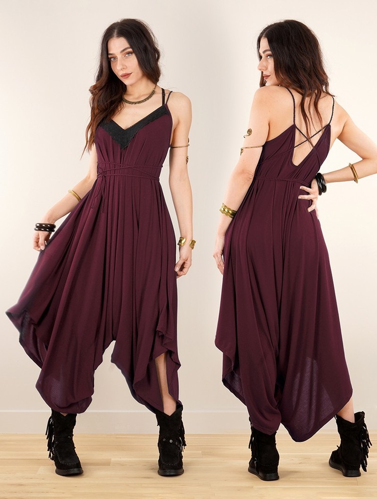 Wine Toonzshop Topäaz Loose And Reversible Strappy Jumpsuit Women Jumpsuit | 47508TZPB