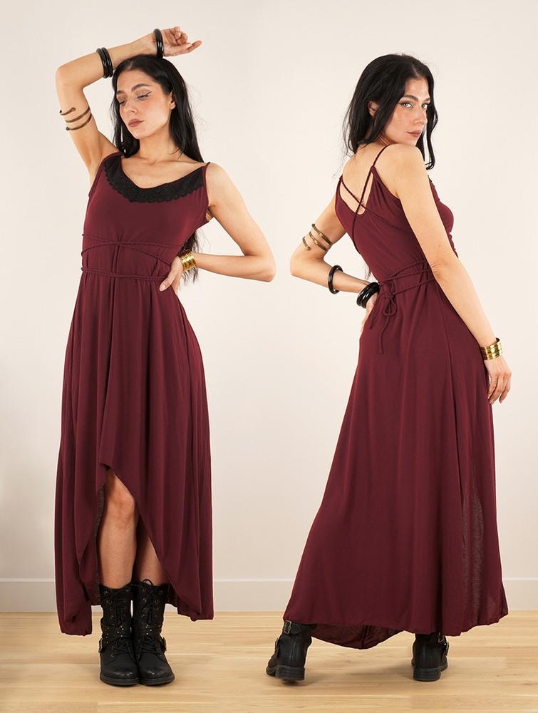 Wine Toonzshop Topäaz Loose Strappy Long Dress Women Dress | 91325FTRC