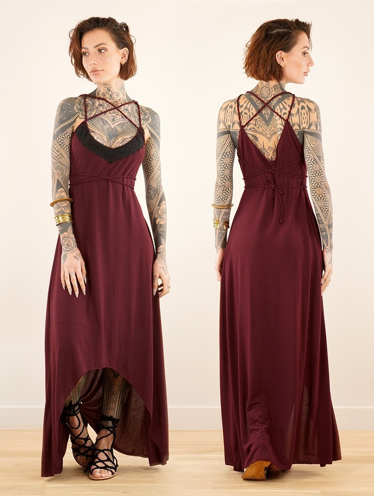 Wine Toonzshop Topäaz Loose Strappy Long Dress Women Dress | 91325FTRC