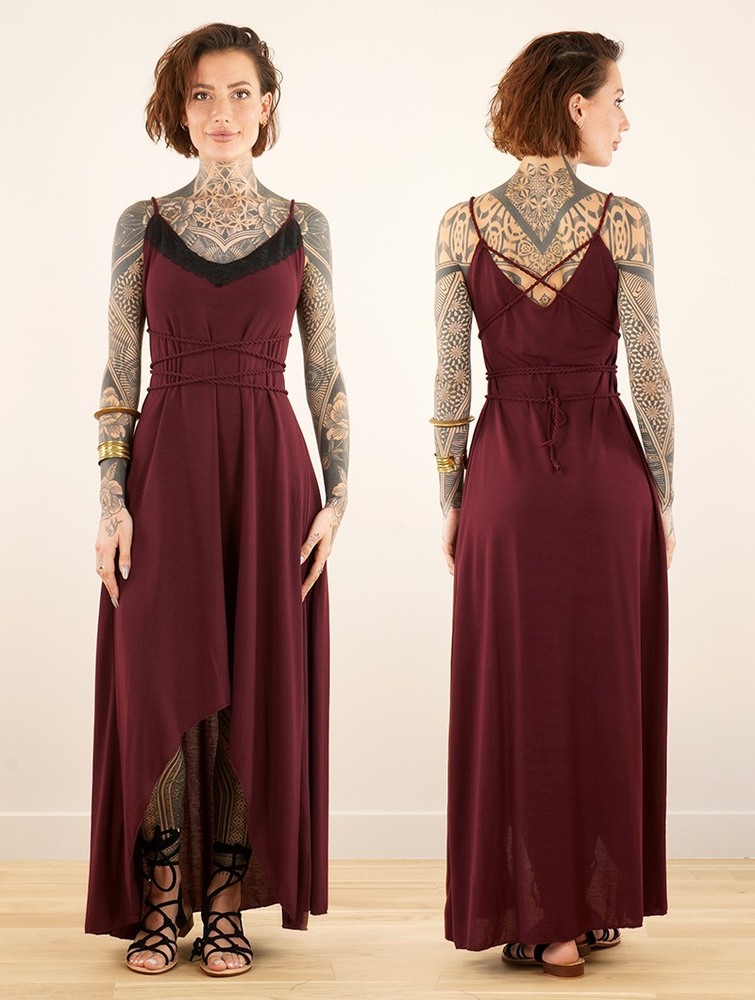 Wine Toonzshop Topäaz Loose Strappy Long Dress Women Dress | 91325FTRC