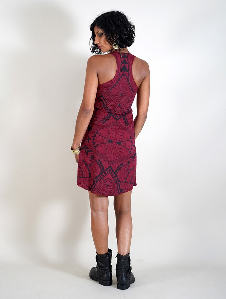 Wine Toonzshop Vairë Africa Printed Sleeveless Short Dress Women Dress | 91328TOHI