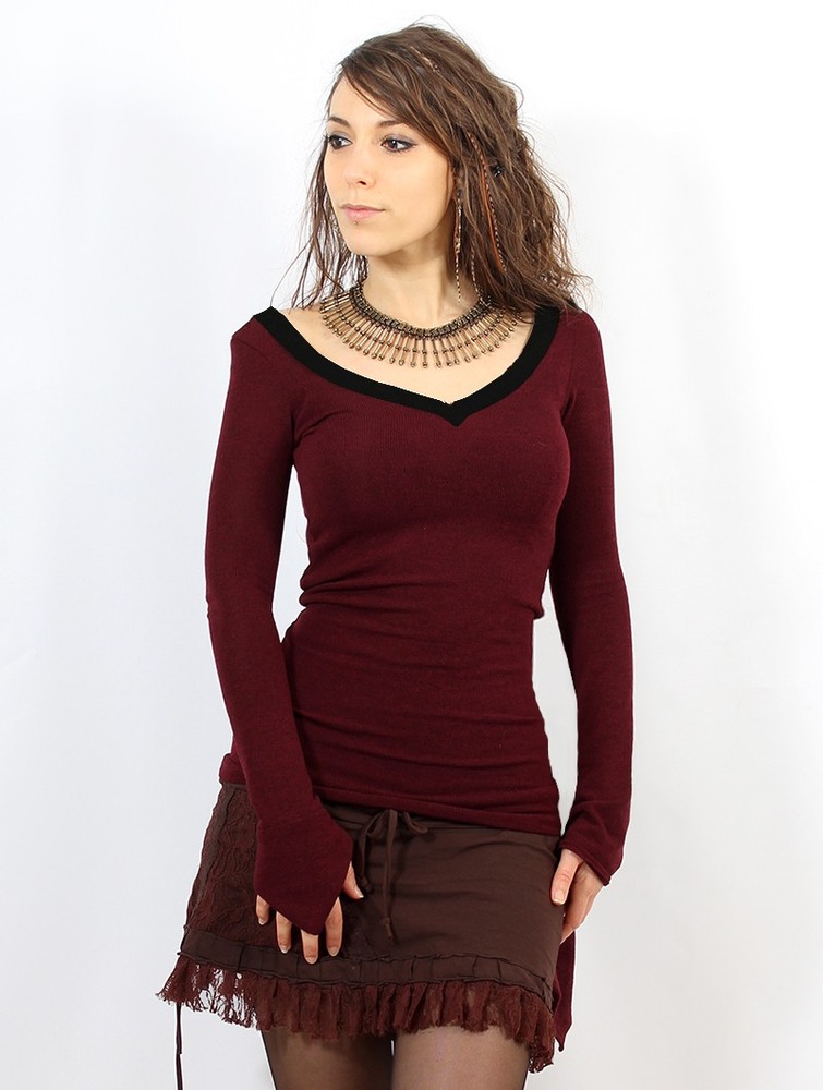 Wine and black Toonzshop Eo-lüne Pullover Women Pullover | 98654SBNP