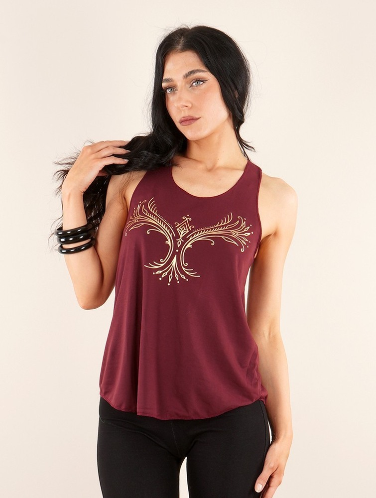 Wine and gold Toonzshop Vinga Printed Tank Top Women Tank Top | 49810XHDL